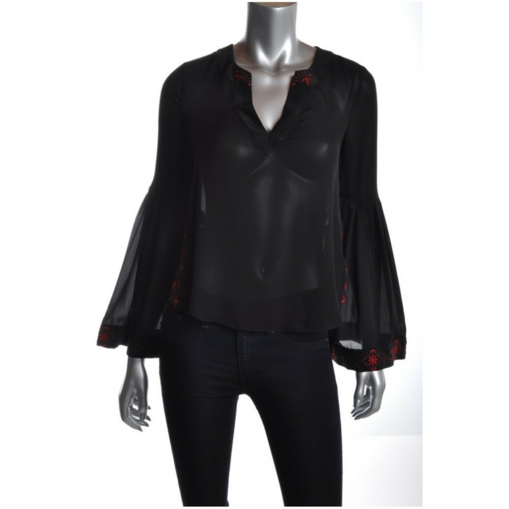 CINQ A SEPT Blouse  Embroidered Silk